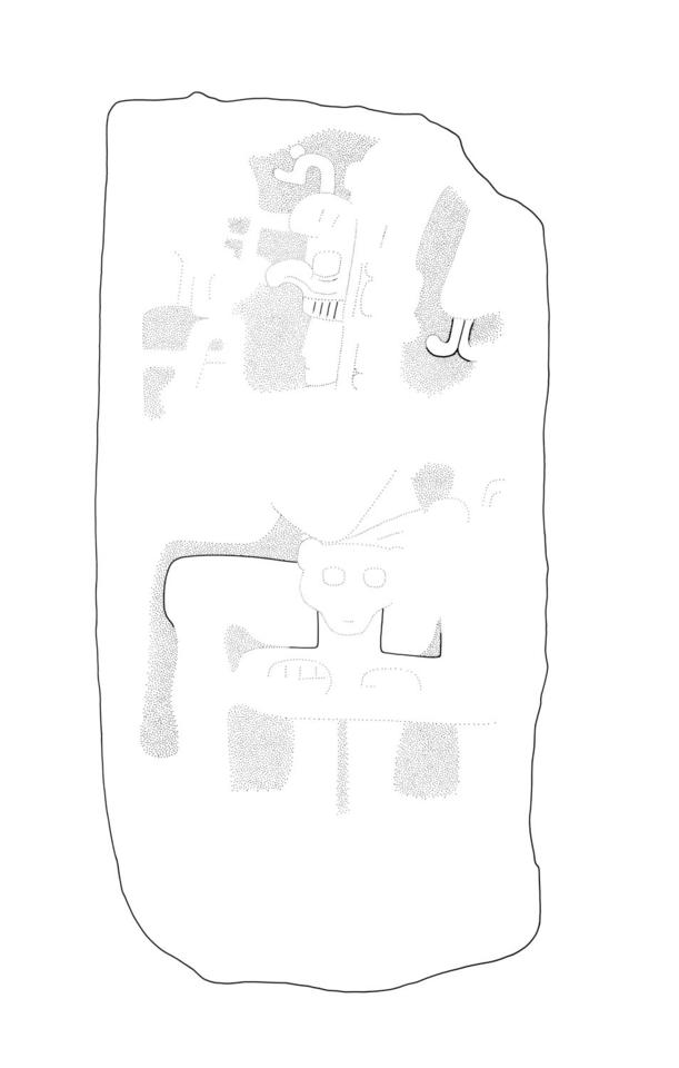 Drawing of Xultun, Stela 6, front, 2004.15.15.1.397