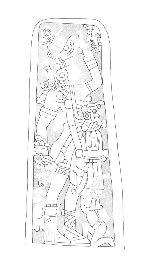 Drawing of Xultun, Stela 12, front, 2004.15.15.1.408