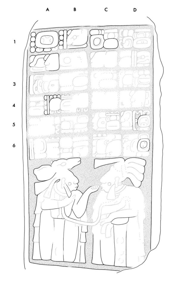 Drawing of Yaxchilan Stairway 3, Step 6