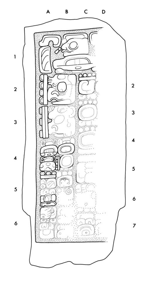 Drawing of Yaxchilan Stairway 4, Step 1