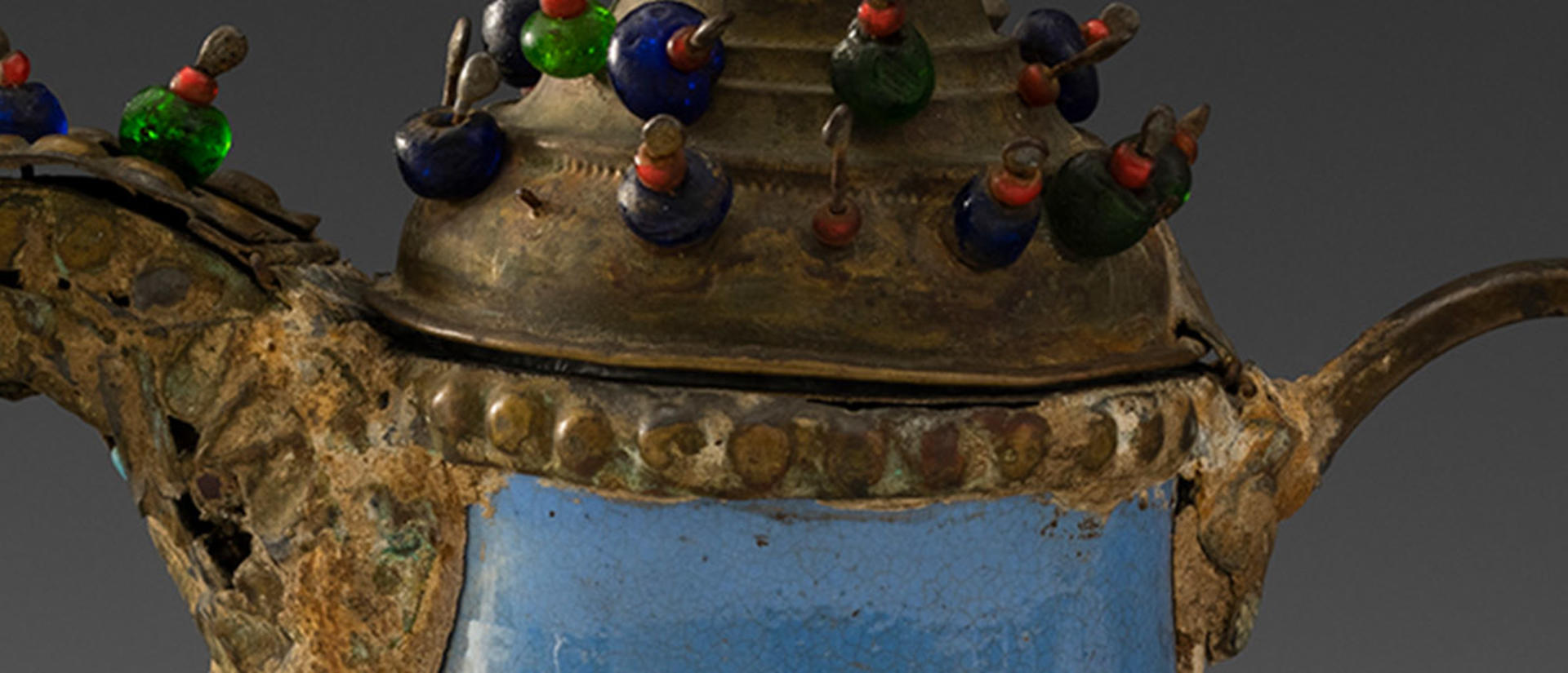 detail of elaborate syrian coffee pot.