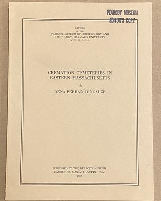 cover of Cremation cemeteries in eastern Massachusetts