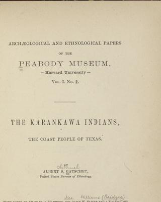 cover of The Karankawa Indians, the coast people of Texas