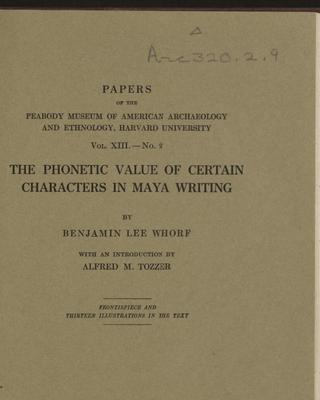cover of The phonetic value of certain characters in Maya writing
