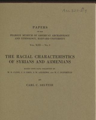 cover of The racial characteristics of Syrians and Armenians