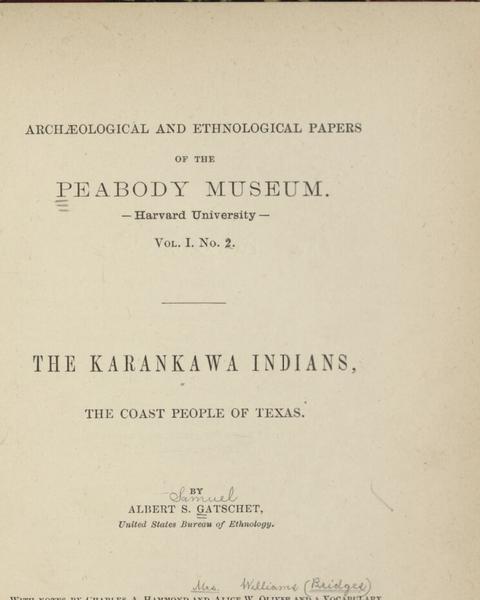 cover of The Karankawa Indians, the coast people of Texas