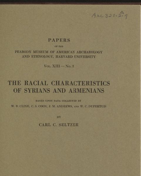 cover of The racial characteristics of Syrians and Armenians