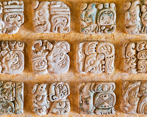 12 maya glyph carvings.