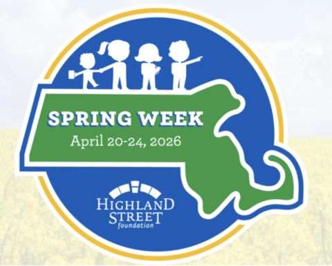 massachusetts map with kid figures and spring week April 20-24, 2026 highland street foundation